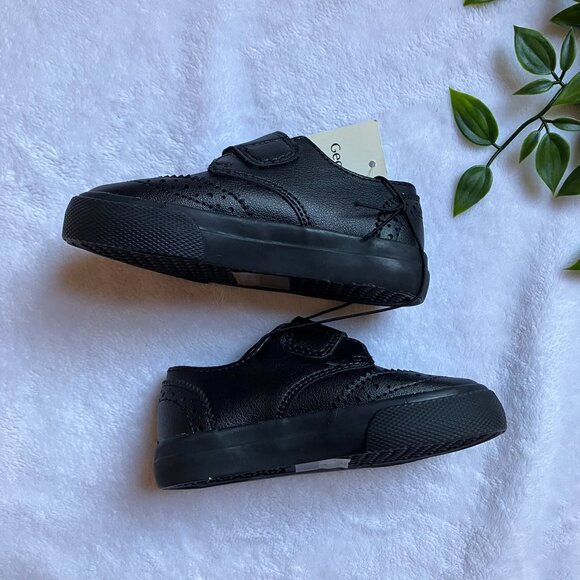 George Toddler Size 6 Black Oxford Velcro Dress Shoes NWT Holiday Boy - Picture 12 of 12